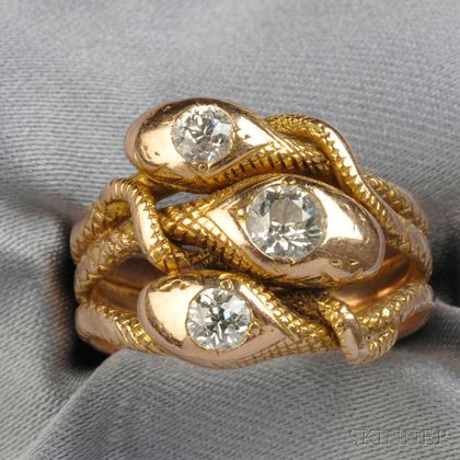 Antique 14kt Rose Gold and Diamond Ring