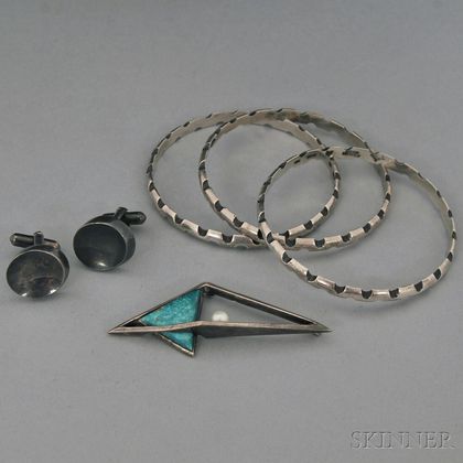 Small Group of Antonio Pineda Mexican .970 Silver Jewelry