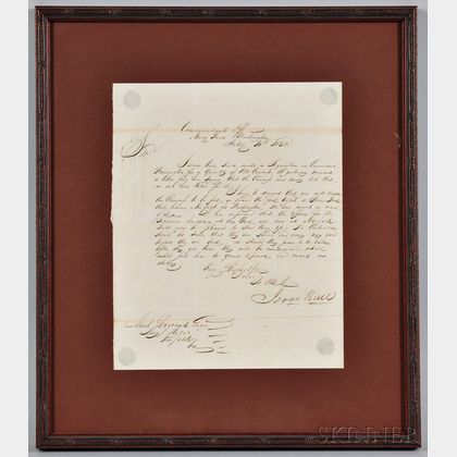 Hull, Commodore Isaac (1773-1843) Secretarial Letter Signed, Washington Navy Yard, 10 February 1832.