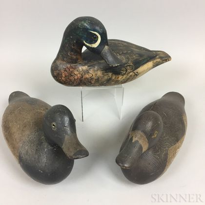 Three Carved and Painted Wood Duck Decoys