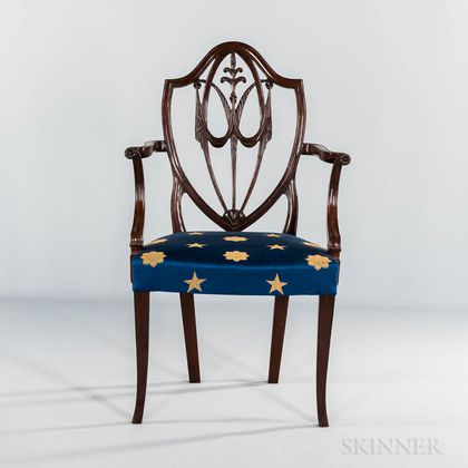 Federal Carved Mahogany Shield-back Armchair