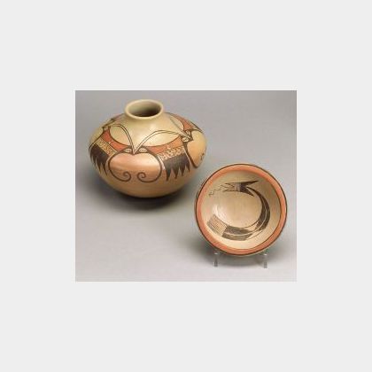 Two Southwest Polychrome Pottery Bowls