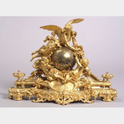 Louis XVI-style Gilt Bronze Mantel Clock
