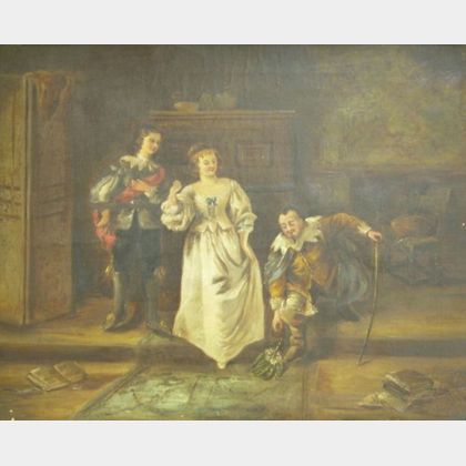 Framed 19th Century Oil on Canvas Dutch-style Genre Scene
