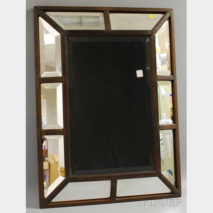 Neoclassical Wood-framed Beveled Glass Paneled Mirror