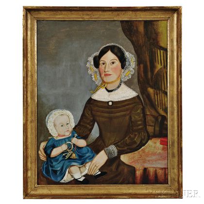 American School, 19th Century Portrait of a Mother and Child
