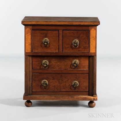 Small Cherry and Tiger Maple-inlaid Chest of Drawers