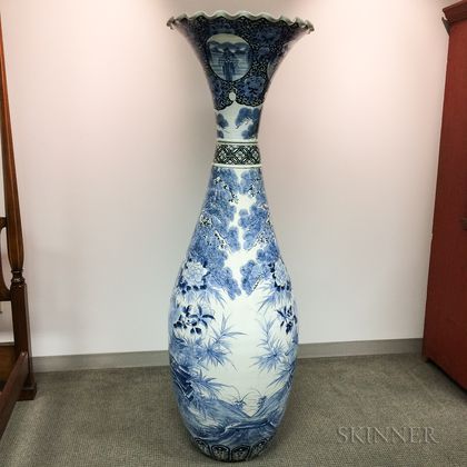Massive Imari Blue and White Temple Vase
