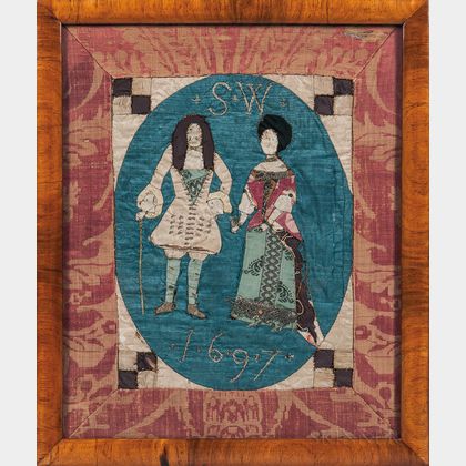 Early Quilt Panel Depicting a Courtier and His Lady