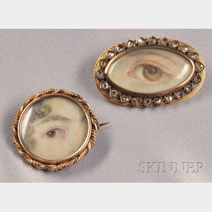 Two Miniature Portrait Brooches