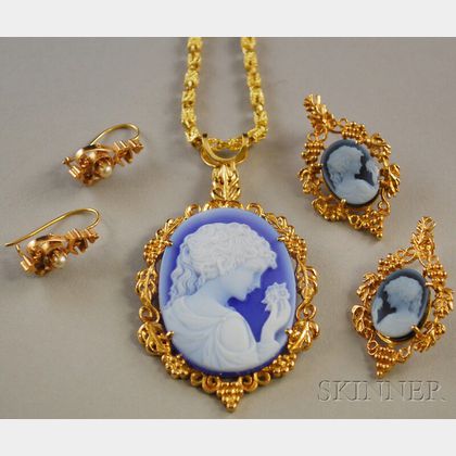 Small Group of Gold and Cameo Jewelry