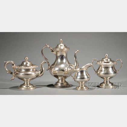 Assembled Four-Piece Coin Silver Tea and Coffee Service