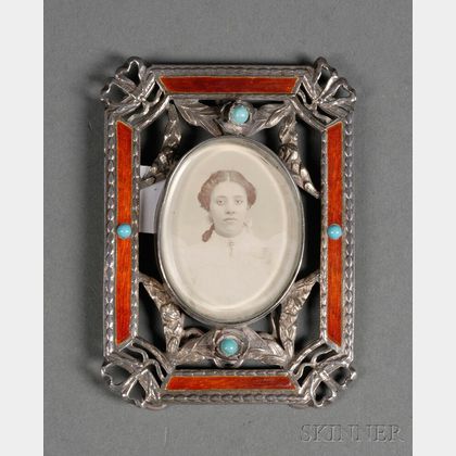 Small Russian Silver and Enamel Picture Frame