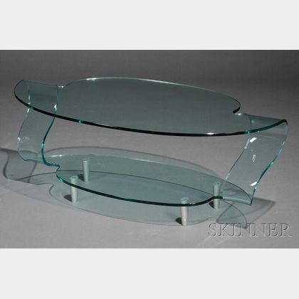 Fiam Italia Colorless Shaped and Bent Glass Coffee Table
