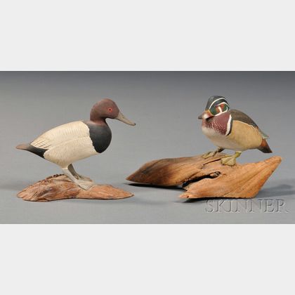 Miniature Carved and Painted Canvasback and Wood Duck Figures