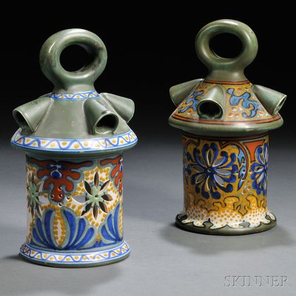 Two Zuid Holland Gouda Rhodian Pottery Lanterns