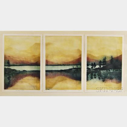 American School, 20th Century Lake Teacup in the Sky /A Triptych