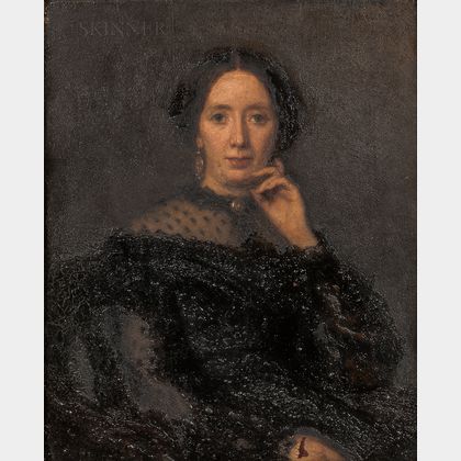 American/European School, 19th Century Portrait of a Lady in Black