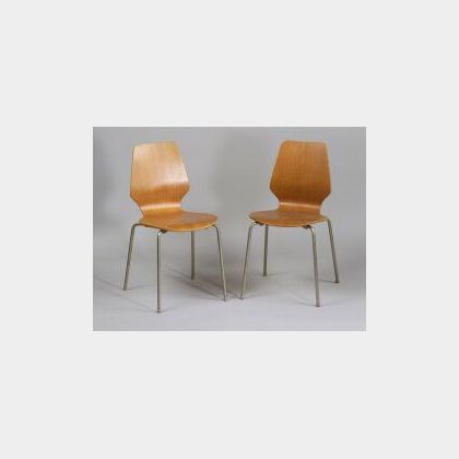 Pair of Bent Plywood Side Chairs