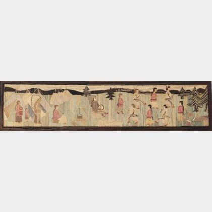 Hooked Rug with Native American Figures