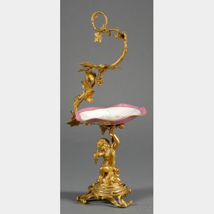 Gilt-bronze and Porcelain Compote