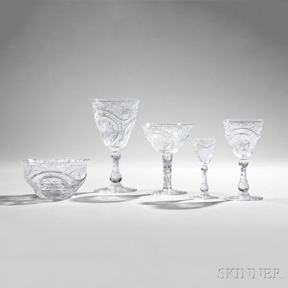 Fifty-seven Pieces of Thomas Webb Cut Glass Tableware