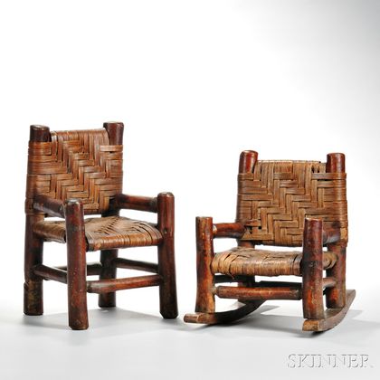 Two Miniature Hickory Chairs