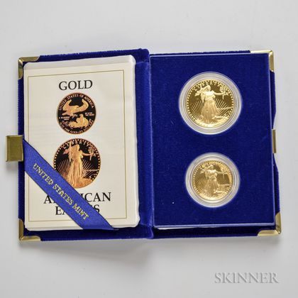 1987 $50 and $25 Proof Gold Eagles. Estimate $1,500-1,700
