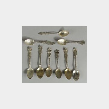 Group of Thirty-three Sterling Souvenir Spoons of the District of Columbia and Various States