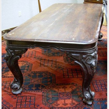 Victorian Part-Ebonized and Rosewood Veneer Converted Library Table. 