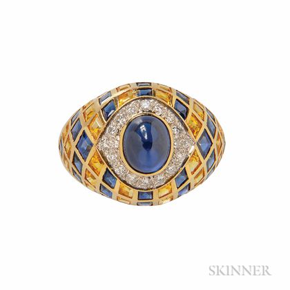 18kt Gold and Sapphire Dome Ring