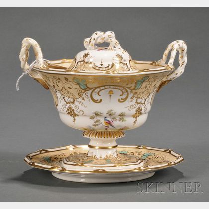 Davenport Porcelain Covered Sauce Tureen and Stand