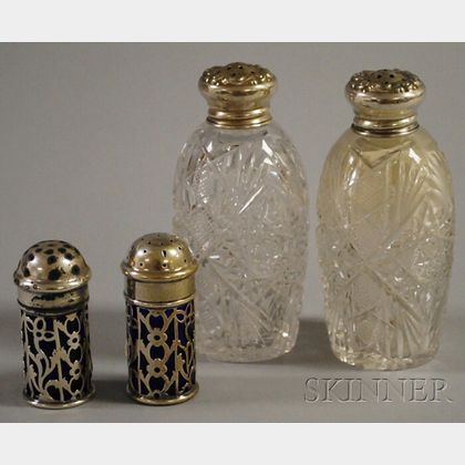 Two Sets of Sterling Silver-mounted Salt and Pepper Shakers