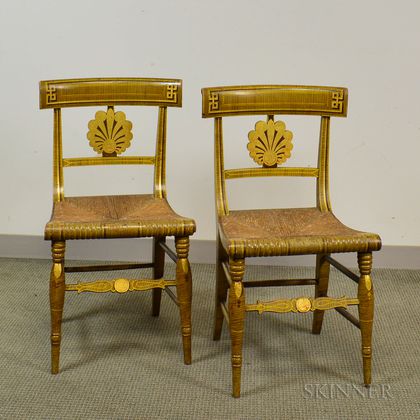 Pair of Grained and Paint-decorated Fancy Chairs