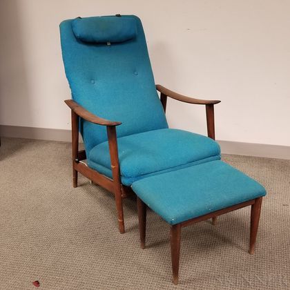 Folke Ohlsson Danish Modern Lounge Chair and Ottoman
