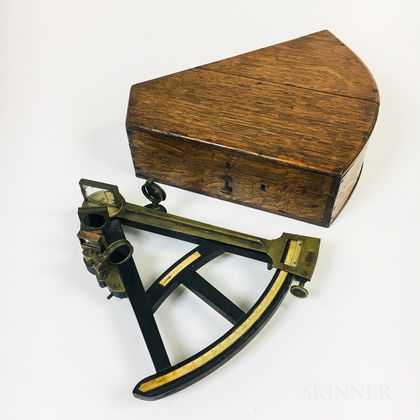 Cased H. Duren and G.W. Blunt Ebony and Brass Sextant