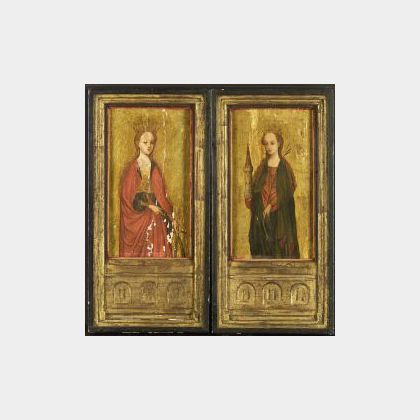 Italian School, 15th Century Style Pair of Female Martyrs: Saint Catherine