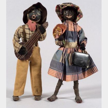 Pair of Black Folk Art Dolls