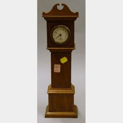 Inlaid Mahogany Miniature Grandfather Clock
