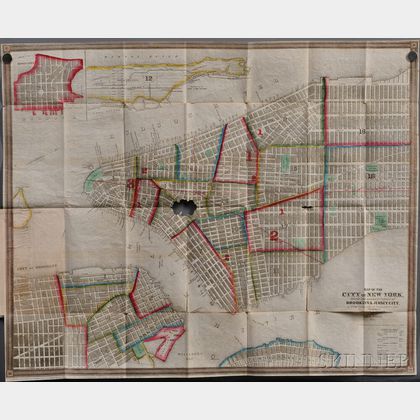 New York City. Ensigns & Thayer, A Map of the City and County of New York