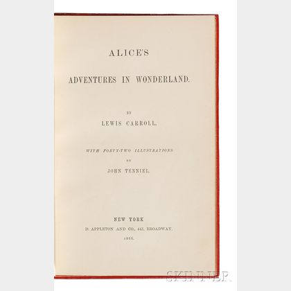 Dodgson, Charles Lutwidge [aka] Lewis Carroll (1832-1898) Alice's Adventures in Wonderland, First American Edition.