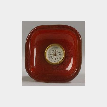 Seguso Murano Art Glass Table Clock