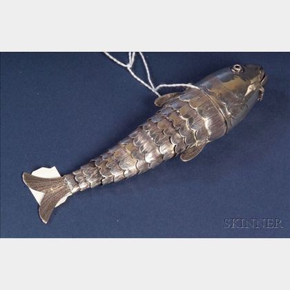 German .800 Silver Articulated Fish-form Spice Box