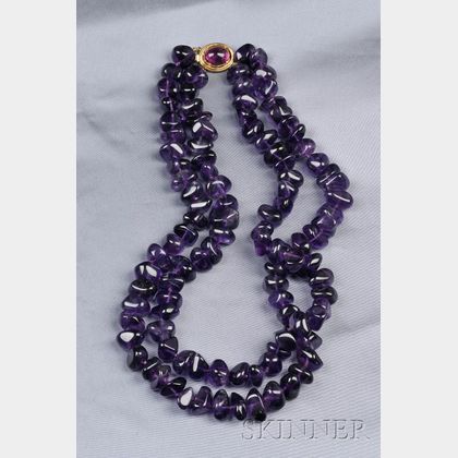 Double-strand Amethyst Bead Necklace, Gump's
