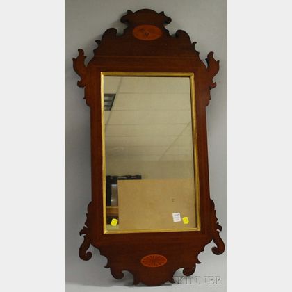 Chippendale-style Inlaid Mahogany Mirror