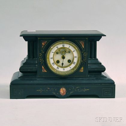 French Belgian Slate Mantel Clock