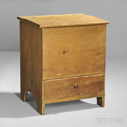 Shaker Yellow-washed Pine Woodbox over Drawer