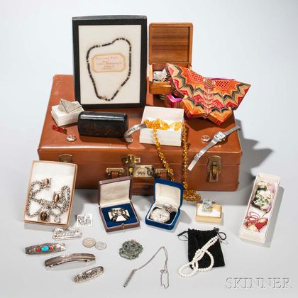 Vintage Briefcase and Costume Jewelry
