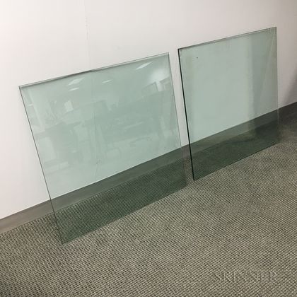 Two Heavy Beveled Edge Glass Table Tops