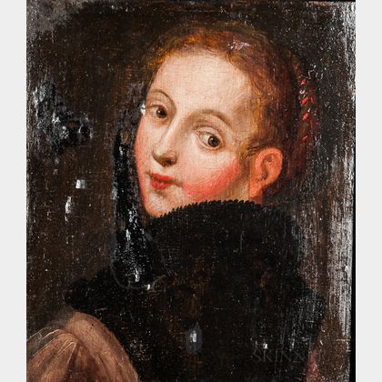 Dutch School, 17th Century Head of a Young Woman Glancing Over Her Left Shoulder
